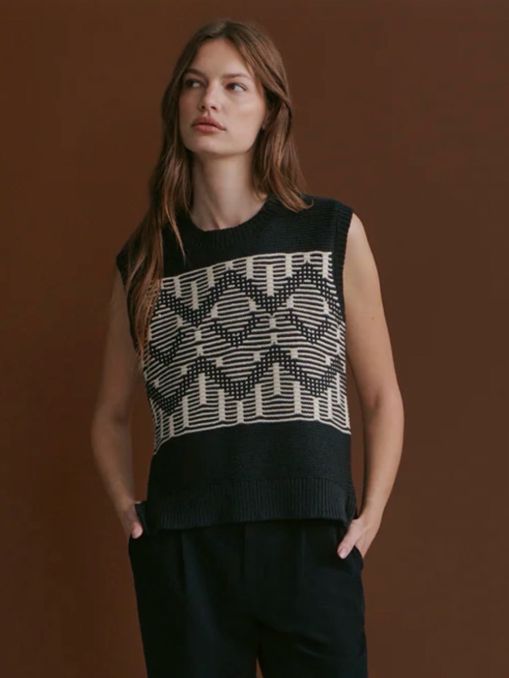 Varley Oline Fairisle Knit Vest NWT